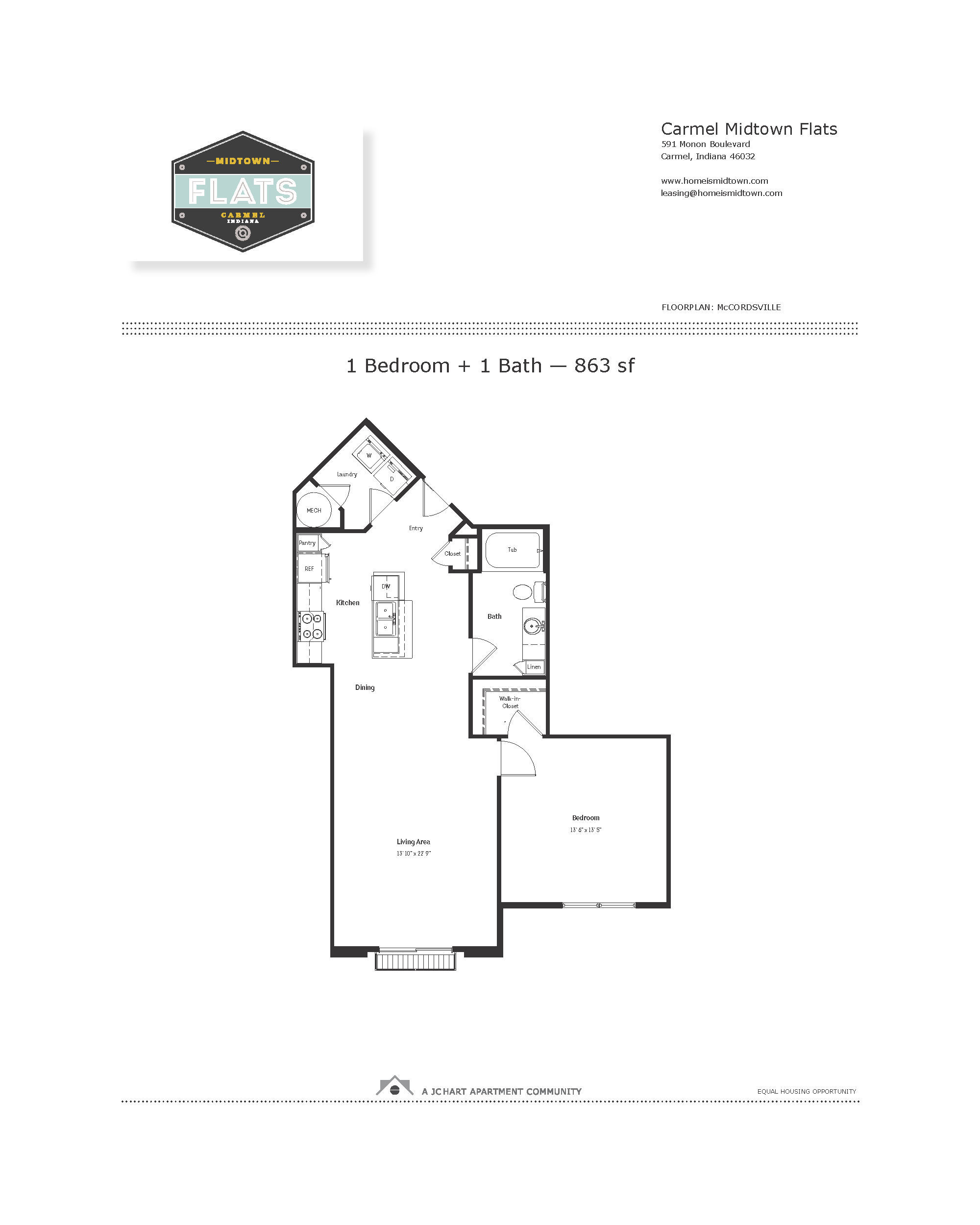 McCordsville 1 Bedroom Floor Plan Midtown Flats